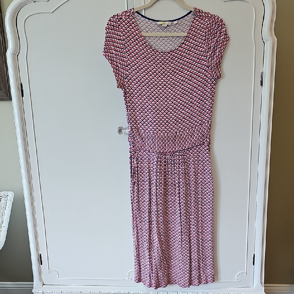 Boden Red and White Casual Midi Sundress